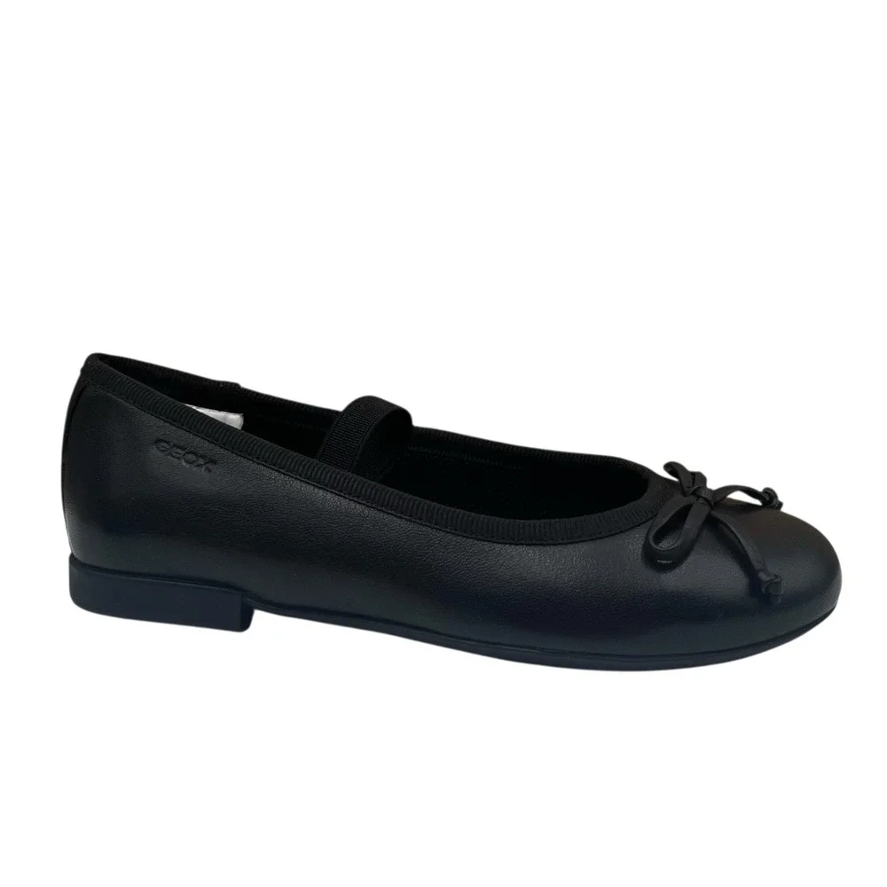Geox Little Girls Leather Plie Ballet Flats Size 11 Solid Black Lightweight